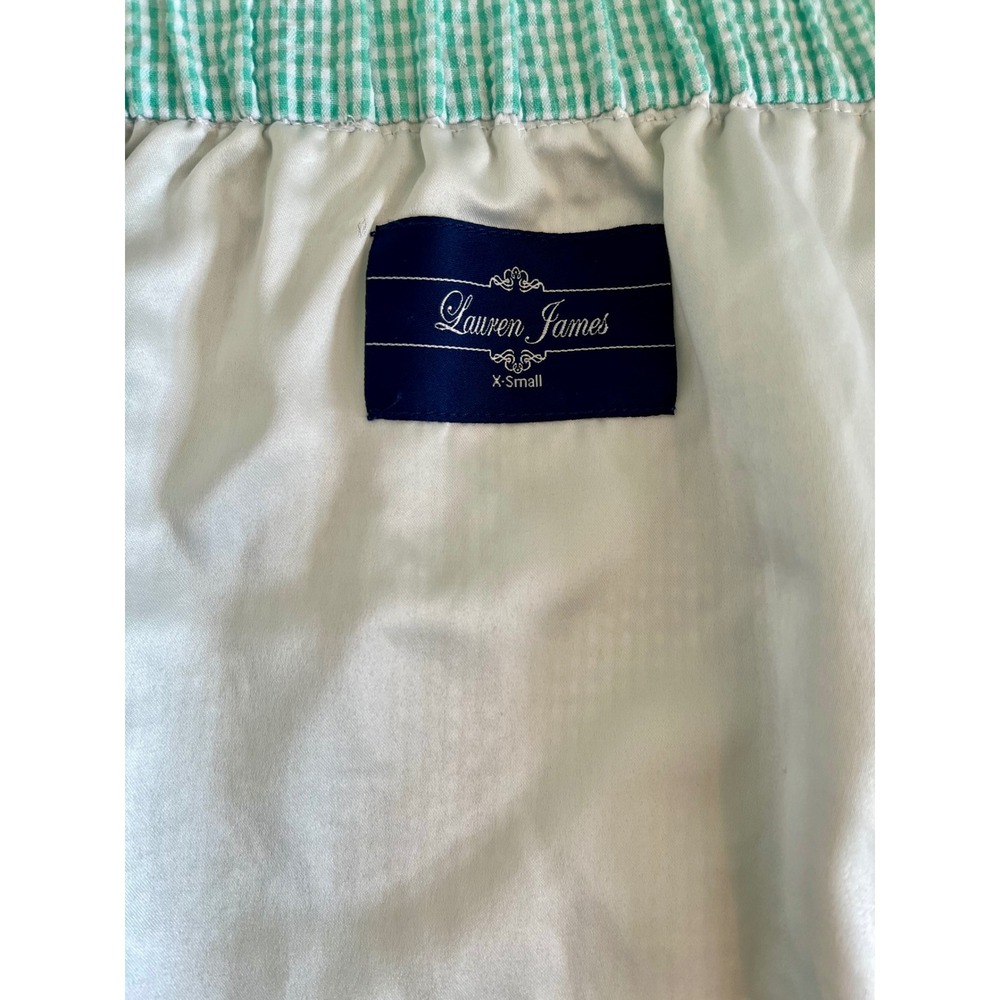 Lauren James Skirt Womens XS Seafoam Green Seersucker Scalloped Paperbag Mini - Picture 8 of 8